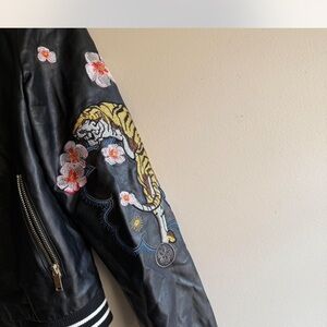 Embroidered Black Bomber Jacket